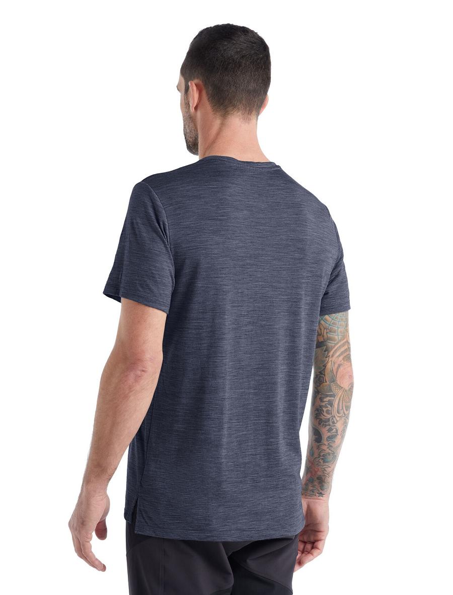 Men's Icebreaker Merino Sphere II Short Sleeve T Shirts Midnight Heather | CA 1794VRWD